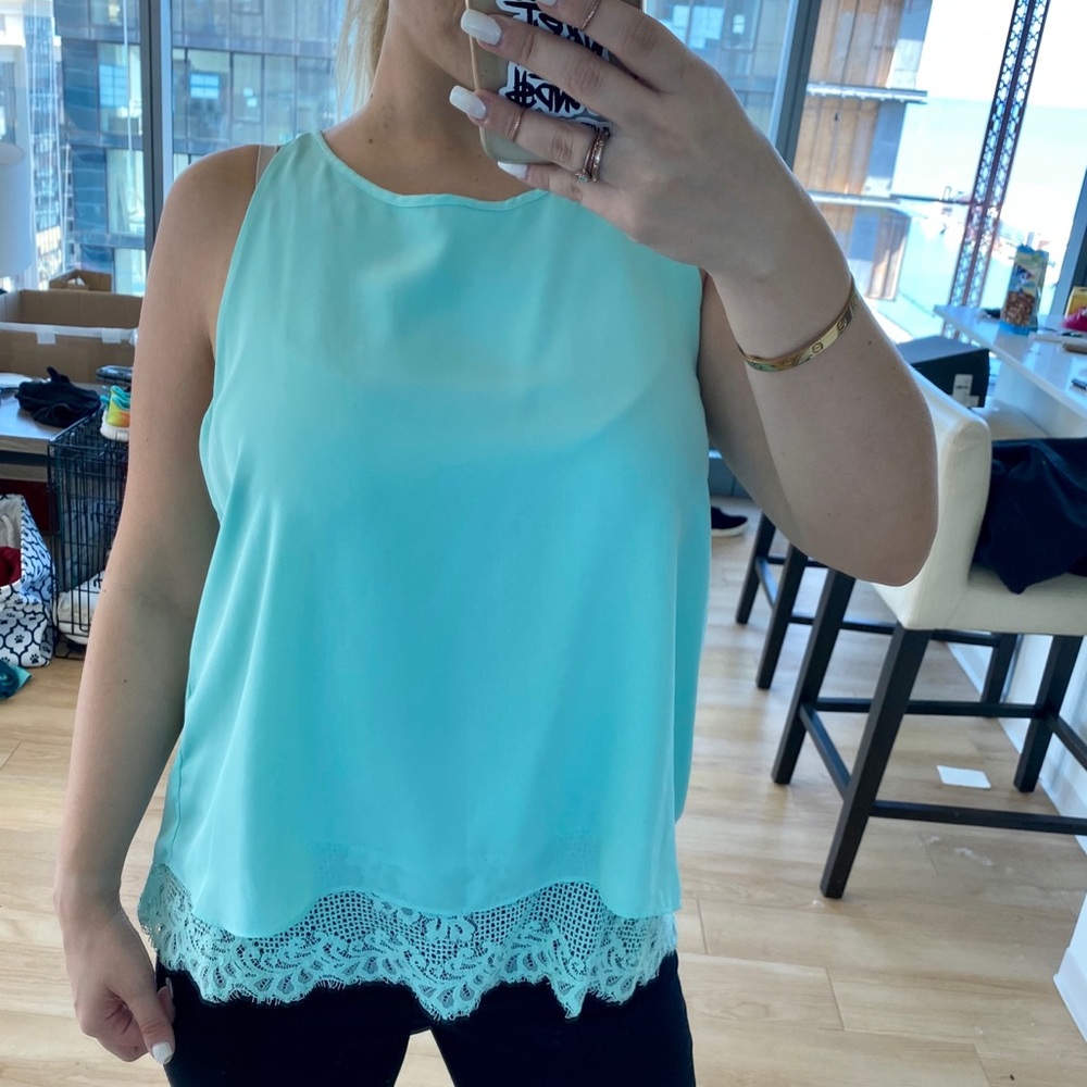 Aqua lace blouse